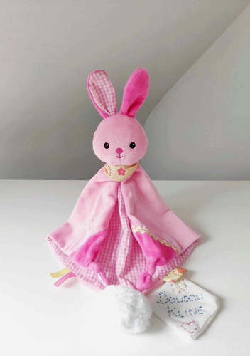 Doudou lapin rose bandana - doudou,