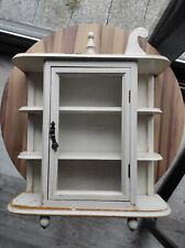 Vintage Small White Wood and Glass Display Cabinet