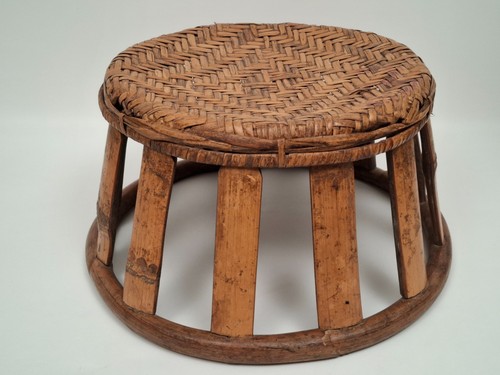 Ancien tabouret laotien bambou - ancien,