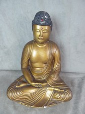 JAPAN BUDDHA in meditation, painted plaster, ancient.