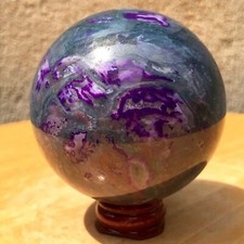360G Rare Purple Aquatic Agate Ball Quartz Crystal Quartz Sphere Healing