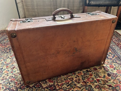 Valise cuir ancienne - cuir,
