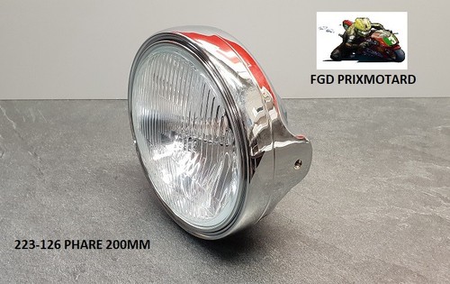 Phare moto rond 200mm metal - phare,