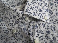GUGLIEL MINOTTI Milano white and navy floral 100% cotton dress shirt Size 41-16