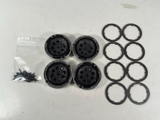4x Used Axial AX8087 1.9 8 Hole Black Weighted Beadlock Wheels 4 Total Wheels