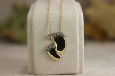 Baby Foot Shape Pendant 2Ct Round Cut Real Moissanite 925 Sterling Silver 18"
