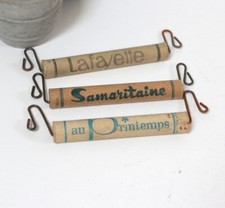 3 Antique Cardboard Advertising Handles Bag Holder