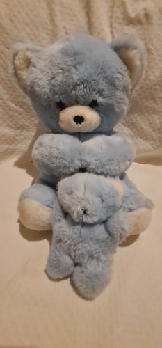 Doudou peluche ours - bleu, et