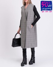 RRP €1540 VETEMENTS Wool Sleeveless Topcoat Size M Prince of Wales Wrap Lined