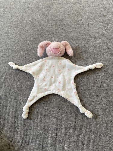 Doudou plat lapin rose blanc - lapin,