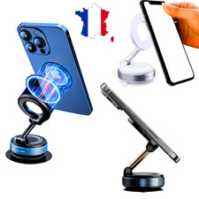Support Téléphone Voiture Magnétique Rotatif Ajustable Multisurface Antidérapant