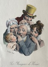 Gravure aquarellée de