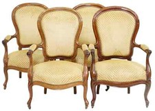 Antique Arm Chairs Fauteuils, French Louis Phillipe Period Walnut, 4, 1800s!
