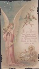 PIOUS IMAGE BEAUTIFUL ANGEL UNDER HEAVEN STAR-CHILD JESUS ON HIS STRAW BED-HOX