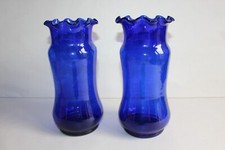 1900 Era Blue Blown Glass Antique Pair