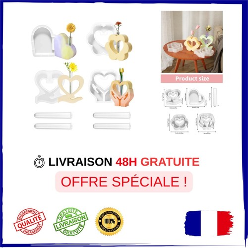 Moules silicone cœur vase - , +