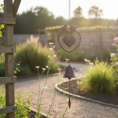 Clochette carillon coeur - , fonte