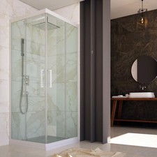 CABINE DE DOUCHE EN PVC VERRE TRANSPARENT COULISSANT PROFIL BLANC OPAQUE