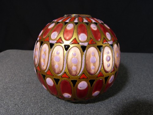 Vase boule laiton décor - vase,