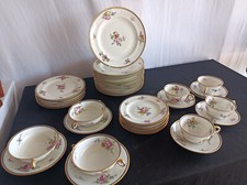 Table service painted floral decor Maison Theodore Haviland porcelain Limoges