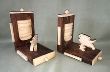 Paire de serre-livres art déco en palissandre masque, poisson africain