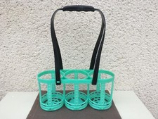 Ancien panier à bouteille en plastique vert / Années 70 / Porte bouteille