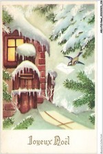 AKUP10-0888-CHRISTMAS - MERRY CHRISTMAS - A HOUSE - FIR TREES AND A BIRD WITH