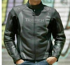 TRIUMPH Veste en Cuir de Motard Veste en Cuir de Moto Veste Motard en Cuir 48,58
