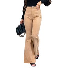 Pantalon femme épaisseur taille élastique flatteur taille haute côtelé