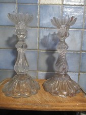 Paire bougeoirs XIXème verre