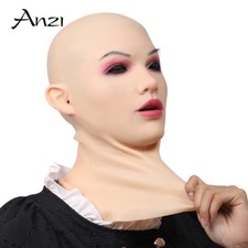 Masque de tête féminin en silicone pour travesti transgenre drag queen costumes