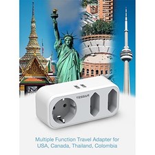 Adaptateur TESSAN Europe vers USA avec 3 Prises et 2 Ports USB