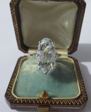 Splendide bague cocktail vintage aigue-marine +5cts or blanc massif 18 carats