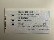 TICKET CONCERT TOM NOVEMBRE 22 JANVIER 2002 THIONVILLE