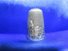 Antique Solid Silver Sewing Thimble "Perrette and the Milk Pot"