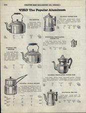 1927 PAPER AD 10 PG Viko Aluminum Tea Coffee Pots Colander ++