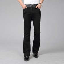 Noir Hommes Pantalon Jeans Patte D’Éléphant Évasé Rétro 60s 70s Bal