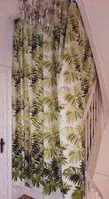 N15 GRAND RIDEAU TENTURE feuillages h235cm x Lrg193cm VINTAGE 70 hanging curtain