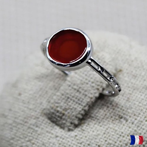 Bague argent 925 agate rouge - bague,