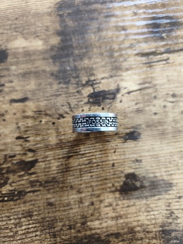 Bague fossil argentée motif - bague,