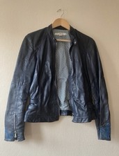 Veste en cuir bleue femme