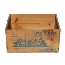 Antique Entremont Extra Fine Wooden / Butter Small Advertising Box