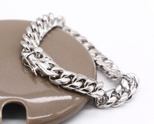 Solid 925 Sterling Silver Men's Miami Cuban Link Chain Bracelet ALL SIZE 10mm