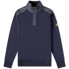 Pull Kilmington À Col Zippé Belstaff En Laine Lavée Marine