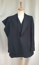 ST ANDREWS Costume Three-piece Suit 38/48 Pinstripes Charcoal Wool Rayures Gilet