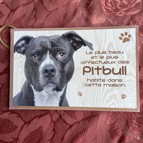Plaque bois pitbull - plaque,