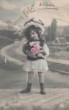 CP BON FETE LITTLE GIRL LACE HEADDRESS WITH BOUQUET ROSES