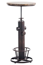 Table haute de bar ajustable Ruhr Plateau rond en bois design industriel vintage