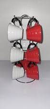 Red White Black Coffee Set with Display Stand, 6 Cups and 6 Saucers