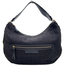 Auth Bvlgari Logo Letters Canvas Leather Hand Bag im090016